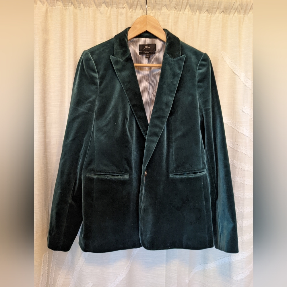 J Crew emerald green velvet blazer